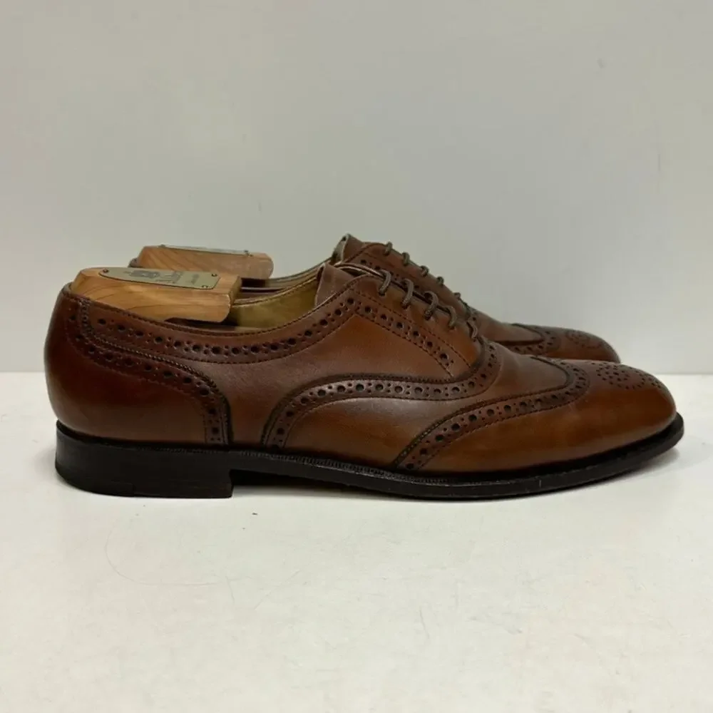 VGUC Cole Haan Oxford Wingtip Cap Toe Bal Brogue Brown Made in USA 9